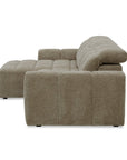 Canapé d'angle relax électrique en velours chiné taupe DANIA -Angle gauche