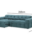 Canapé d'angle relax en velours texturé bleu FEDORA - Angle gauche