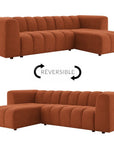 Canapé d'angle réversible en tissu bouclette terracotta AELIS