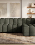 Canapé d'angle réversible en tissu bouclette vert AELIS