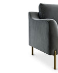 Canapé droit fixe 2 places en velours gris CELINE