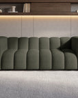Canapé fixe 3 places en tissu bouclette vert AELIS