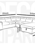Canapé panoramique convertible avec coffre en velours chiné beige GAELLE - Angle droit