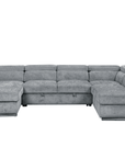 Canapé panoramique convertible avec coffre en velours chiné gris MARIANO- Angle gauche