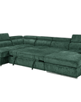 Canapé panoramique convertible avec coffre en velours chiné vert olive MARIANO- Angle droit