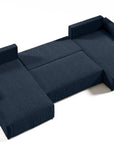Canapé panoramique convertible avec coffre en velours cotelé bleu foncé - JADE