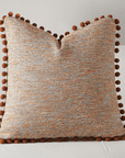 Coussin orange en tweed avec ponpons 45x45 cm POPINE