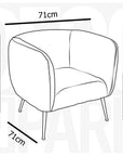 Fauteuil cabriolet en velours beige pieds noir PERRY