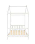 Lit cabane avec barreaux en bois blanc 90 x 190 cm NIDOU