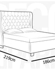 Lit coffre capitonné en tissu lin beige FLORINE 160 x 200 cm