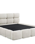 Lit coffre en tissu bouclette beige 140x190 cm BUBBLE