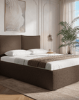 Lit coffre en tissu bouclette marron 160x200 cm MELY