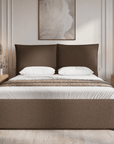 Lit coffre en tissu bouclette marron 160x200 cm MELY