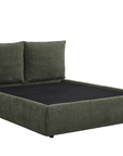Lit coffre en tissu bouclette vert olive 140x190 cm MELY