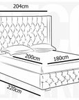 Lit coffre en velours beige 180x200 cm MAXI