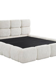 Lit coffre en velours chiné beige 140x190 cm BUBBLE