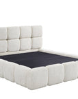 Lit coffre en velours chiné beige 180x200 cm BUBBLE