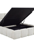 Lit coffre en velours chiné beige 180x200 cm BUBBLE