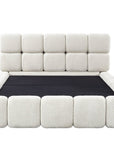Lit coffre tissu bouclette beige 180x200 cm BUBBLE