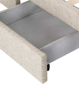 Lit double avec 4 tiroirs en lin beige 180x200 cm LEANDRE