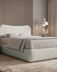 Lit double effet peau de mouton blanc écru PAMELA 140 x 190 cm