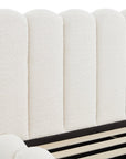 Lit double en tissu bouclette beige 180x200 cm RITA