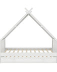 Lit gigogne cabane en bois blanc 90 x 190 cm LIMEO