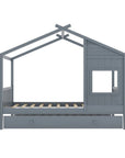 Lit gigogne cabane en bois gris 90 x 190 cm MILIO