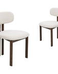 Lot de 2 chaises en tissu texturé écru pieds en métal marron LEONA