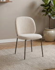 Lot de 2 chaises en tweed écru et pieds en métal marron MARCUS