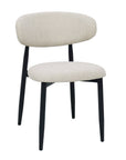 Lot de 2 chaises en tweed écru pieds en métal noir FLAVIA