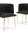 Lot de 2 chaises en velours noir pieds en métal doré POLO