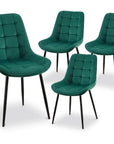 Lot de 4 chaises capitonnées en velours vert SOREN