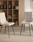 Lot de 4 chaises en tissu beige capitonné JEREMI