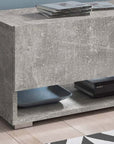 Meuble TV suspendu 2 portes 2 niches gris béton ROMANE XL - 140 cm