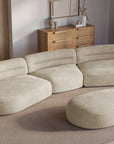 Pouf en velours tissé beige IMENIA