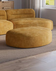 Pouf en velours tissé moutarde IMENIA