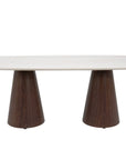 Table à manger 200cm en céramique beige pieds marron 8 personnes 200cm ELWEN