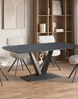 Table à manger extensible en céramique noire 8 personnes 120-180 cm ELIAD