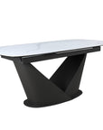Table à manger extensible en métal marron plateau en céramique blanc 180-240 cm LERONA