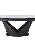 Table à manger extensible en métal marron plateau en céramique blanc 180-240 cm LERONA