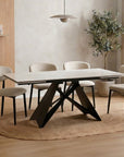 Table à manger extensible en métal noir avec plateau en céramique blanc 160-240 cm HELSINKI