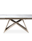 Table à manger extensible plateau céramique blanc 10 personnes 160-240 cm GABRIEL