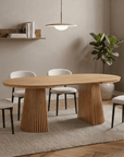 Table à manger ronde extensible en bois clair 120-200cm HEKA