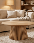 Table basse ronde en bois clair HEKA