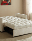 Canapé convertible 2 places en tissu bouclette écru JASPER