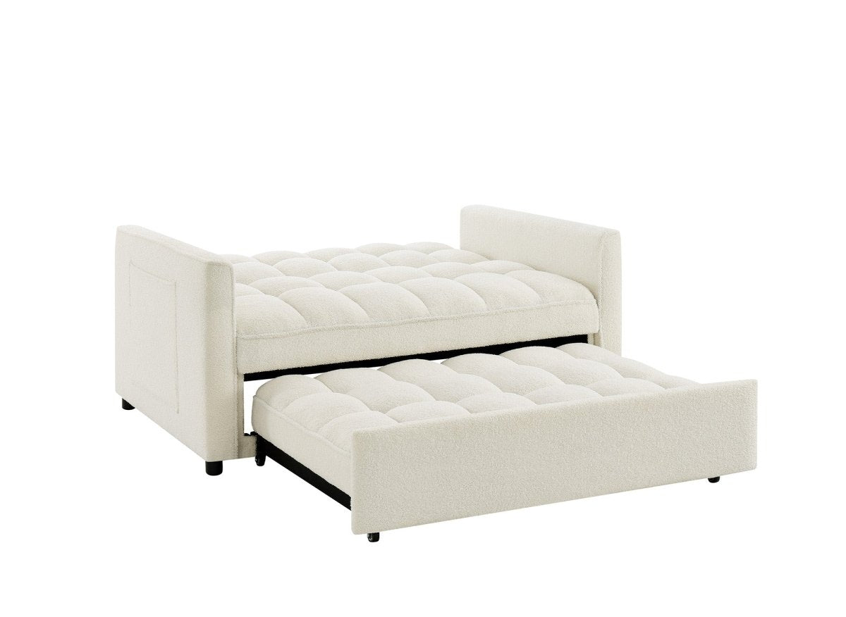 Canapé convertible 2 places en tissu bouclette écru JASPER