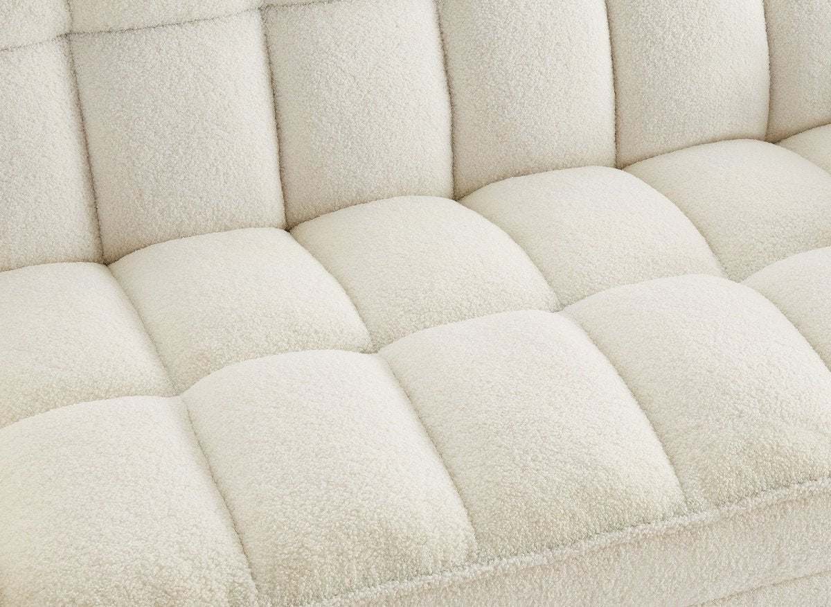 Canapé convertible 2 places en tissu bouclette écru JASPER