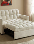 Canapé convertible 2 places en tissu bouclette écru JASPER
