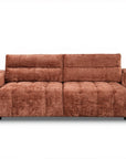 Canapé convertible avec coffre 3 places en velours chiné terracotta RALYA